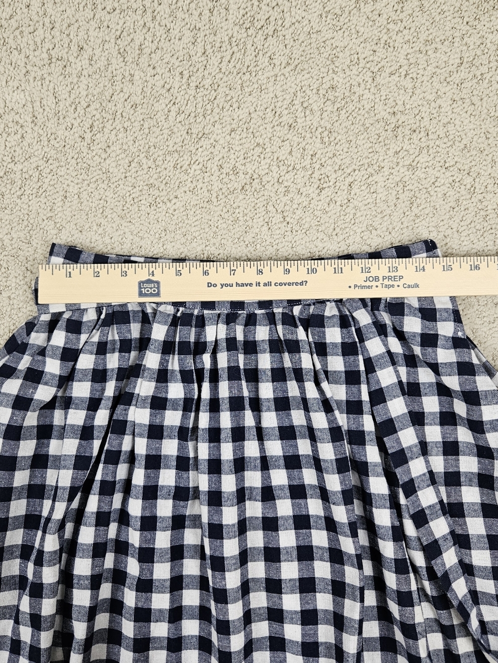 Mod Cloth Pleated Skirt Mini Gingham Blue White Belt Pocket Lightweight Womens L - Picture 8 of 8
